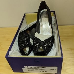 Stuart Weitzman Satin Mesh Open Toe Pump